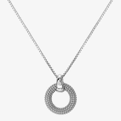 Forever Textured Circle Pendant Necklace