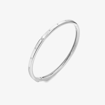 Much Loved Sterling Silver White Topaz Diamond Slim Bangle