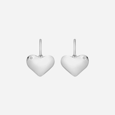 Desire Silver Diamond Heart Hook Drops Earrings