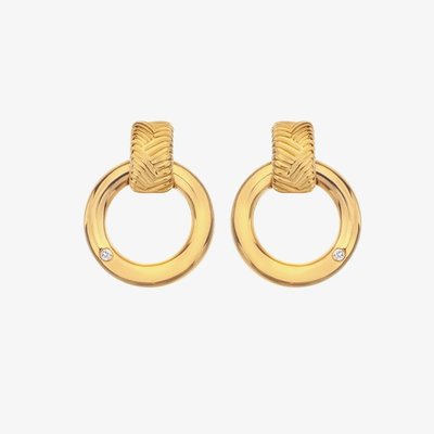 Spirit 18ct Gold Plated Diamond Dropper Stud Earrings