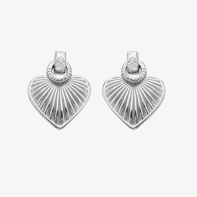 Essence Sterling Silver Diamond Sunbeam Heart Stud Earrings