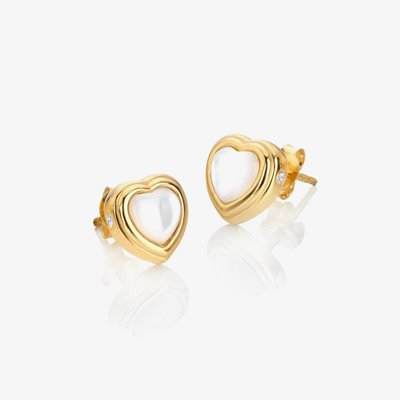 HD X Golden Edit Heart Mother Of Pearl Stud Earrings