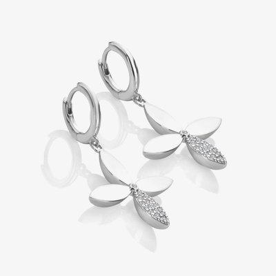 Silver Eden White Topaz Flower Drop Earrings