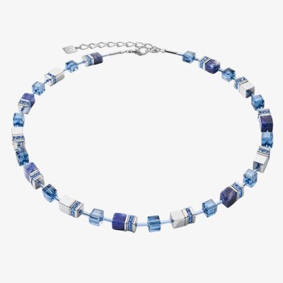 Ladies GeoCUBE Sodalite & Haematite Blue Bead Necklace
