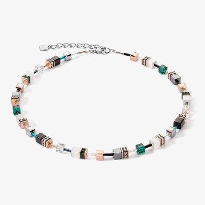 GeoCUBE Iconic Rose Gold & Green Multi Stone Necklace
