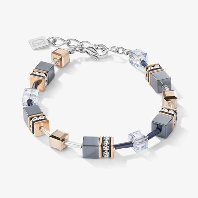 GeoCube Grey & Rose Crystal Bracelet