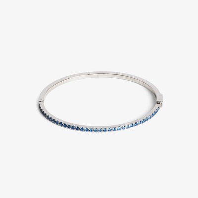 Silver Tone Blue Crystal Bangle