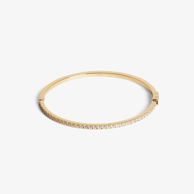Eternal Love Gold Tone Stainless Steel Cubic Zirconia Bangle