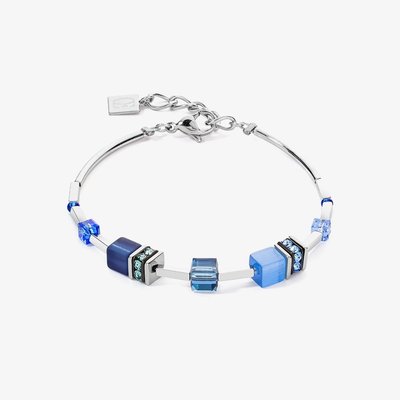 GeoCUBE Iconic Lite Silver Tone Blue Multi Stone Bracelet
