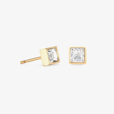 Brilliant Square Gold Plated Crystal Earrings