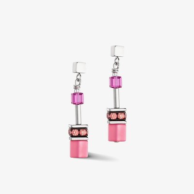 GeoCUBE Iconic Viva Magenta Pink Layer Drop Earrings