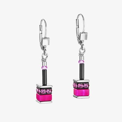 GeoCUBE Pink & Black Dropper Earrings