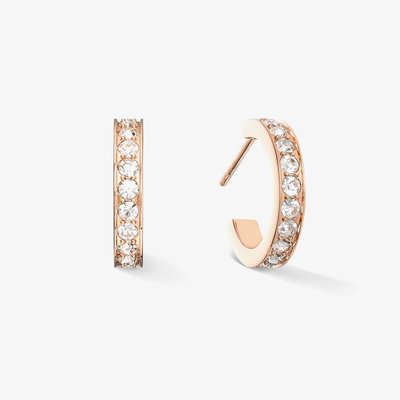 Rose Gold Tone Stainless Steel Crystal Hoop Earrings