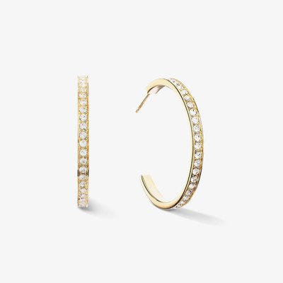 Gold Tone Clear Crystal Hoop Earrings
