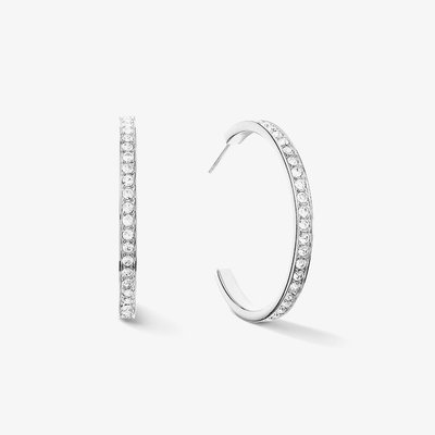 Stainless Steel Crystal Hoop Earrings