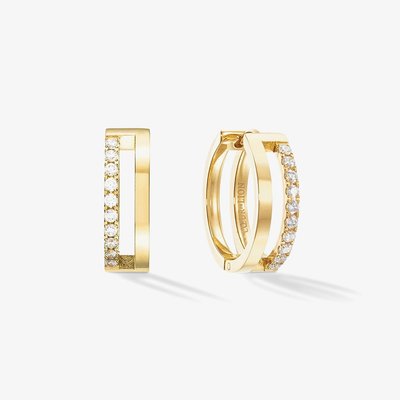 Coeur De Lion Gold Tone Stainless Steel Crystal Double Hoop Earrings 0136/21-1816