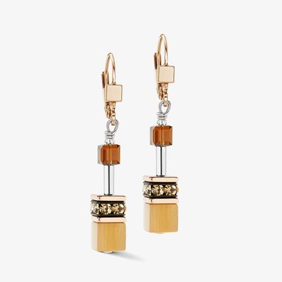 GeoCUBE Gold Tone Mocha Multi Bead Dropper Earrings