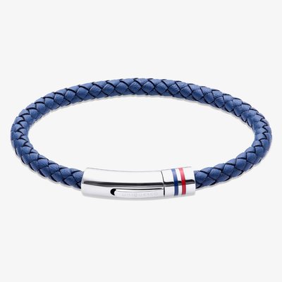 Blue Leather Braided Bracelet
