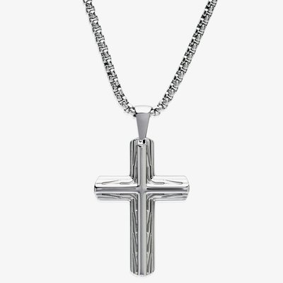 Stainless Steel Patterned Cross Pendant