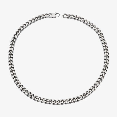 Stainless Steel 50cm Matte Polished Curb Chain Necklace