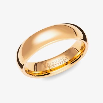 Tungsten Carbide Gold Plated 6mm Band Ring