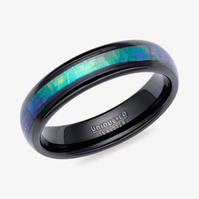 Tungsten Carbide 6mm Black Abalone Shell Ring