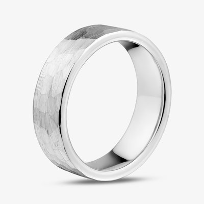 Unique Tungsten Silver 7mm Hammered Band Ring TUR-212-66