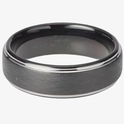 Mens Tungsten Black IP Plated Polished & Brushed 7mm Ring