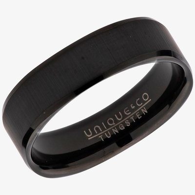 Mens Tungsten Black IP Plated Square 6mm Ring