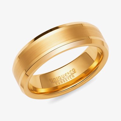 Unique Tungsten Gold Plated 7mm Brushed Band Ring TUR-165-58