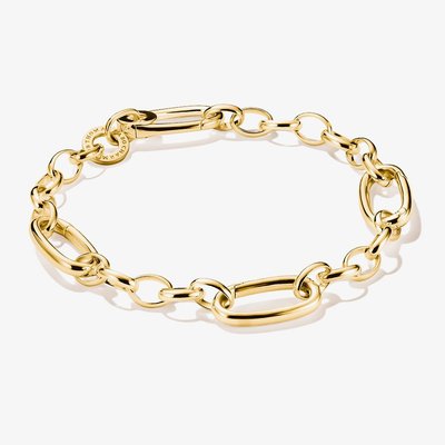 Charm Club Connect Gold Plated 17cm 3x Oval Link Charm Bracelet C1203-413-39 17