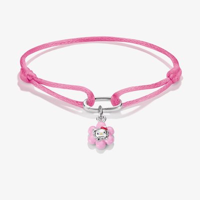 THOMAS SABO Hello Kitty Flower Charm and Pink Textile Bracelet A2243-M07-9-L24V