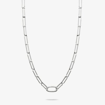 Charm Club Connect Silver 50cm Paperclip Oval Link Necklace