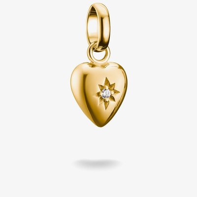 Charm Club Connect Gold Plated Cubic Zirconia Heart Charm