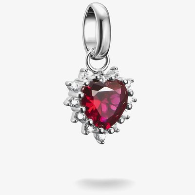 Charm Club Connect Silver Red Cubic Zirconia Heart Charm