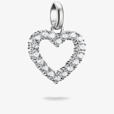 Charm Club Connect Silver Cubic Zirconia Open Heart Charm