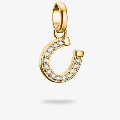 THOMAS SABO Charm Club Connect Gold Plated Cubic Zirconia Horseshoe Charm CC1280-414-14