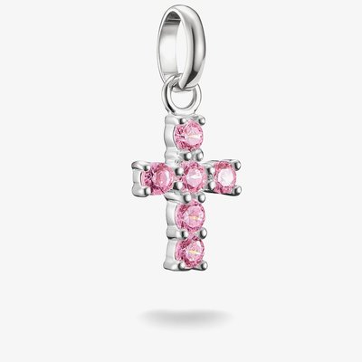 Charm Club Connect Pink Cubic Zirconia Cross Charm