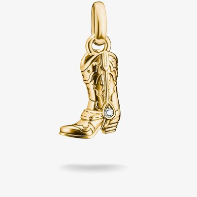 THOMAS SABO Charm Club Connect 18ct Yellow Gold Plated Cubic Zirconia Cowboy Boot Charm CC1325-M01-14