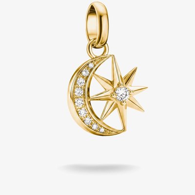 THOMAS SABO Charm Club Connect 18ct Yellow Gold Plated Cubic Zirconia Moon & Star Charm CC1365-M01-14