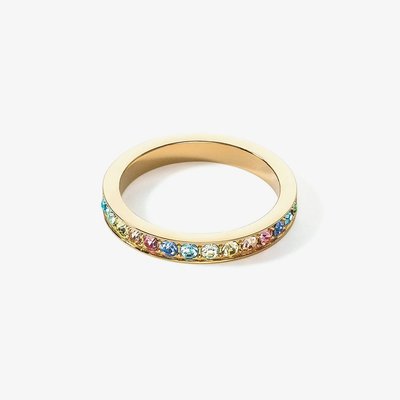 Gold Tone Pastel Multi Colour Crystal Eternity Ring