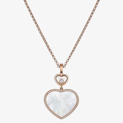 Chopard Happy Hearts 18ct Rose Gold Mother Of Pearl & 0.32ct Brilliant Cut Diamond Necklace 79A075-5391