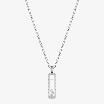 Chopard Happy Diamonds Icons 18ct White Gold Diamond Pave Large Bar Pendant 79A202-1201