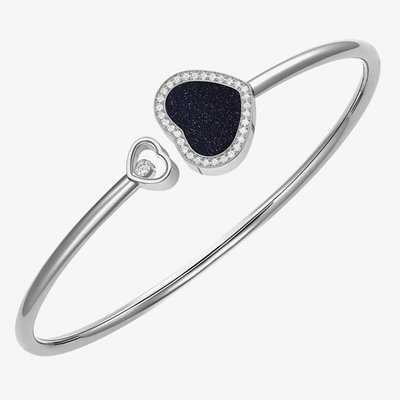 Chopard Happy Hearts 18ct White Gold Aventurine & Diamond Bangle 85A074-1513