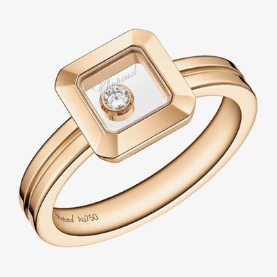 Chopard Happy Diamonds Icons 18ct Rose Gold Square Shape Diamond Ring 82A114-5111