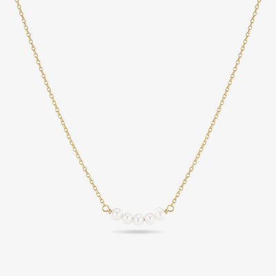 Gold Plated Perla Cinque 5X Five Pearl Necklace
