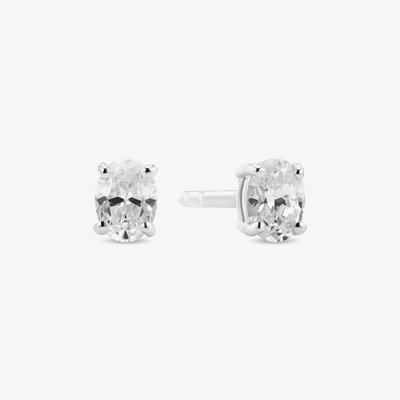 Sterling Silver Ovale Cubic Zirconia Stud Earring