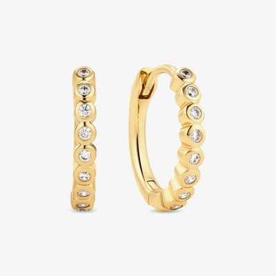 Gold Plated Sarzana Cubic Zirconia Huggies Earrings