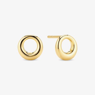 Gold Plated Selene Open Circle Stud Earrings