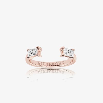 Rose Gold Plated Antella Baguette Piccolo Ring SJ-R011-CZ(RG)/56